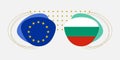 EU and Bulgaria flags. Bulgarian and European Union symbols with abstract background and geometric shapes. Vector illustration